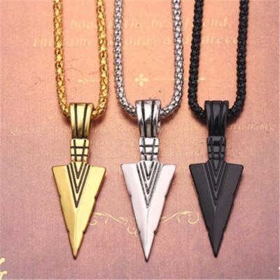 China Men's Necklaces Collier Femme Arrow Head Long Chain Dangling Black Silver Gold Arrow Head Necklaces Casual/Sporty Men's Fashion Jewelry for sale