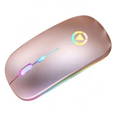 China 2.4g Advanced Wireless Computer Hot Selling 2.4G A2 Slim Slim Optical Mouse 1600 DPI Adjustable RGB Lights Rechargeable Wireless Gaming Mouse for sale