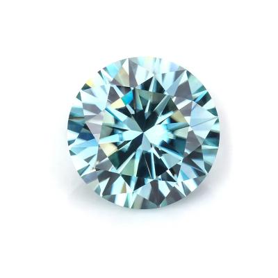 China Color Play or Fire Wholesale Synthetic Gra Certificate Round Cut Aquamarine Loose Moissanite Stones for sale