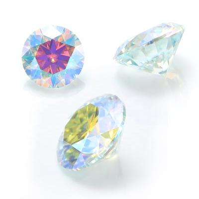 China Color Play or Fire Wholesale Synthetic Coated Color 1 Carat Fancy Color Round Cut Moissanite Stone for sale