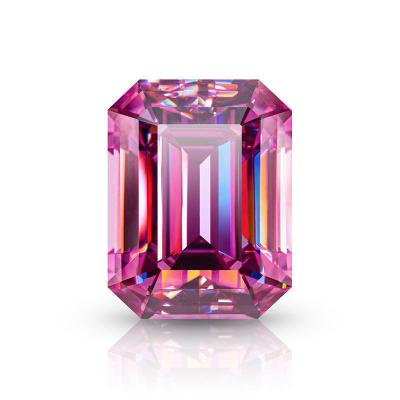 China Color Play or Fire High Quality Gra Certified VVS Emerald Cut 5 Carat Pink Loose Stone Moissanite for sale