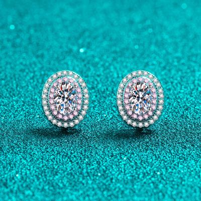 China Nickel-Free Lead-Free Luxury Design Wedding Jewelry 925 Sterling Silver Oval Cut Moissnaite Diamond Stud Earrings for sale