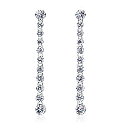 China Nickel-Free Lead-Free Latest Design 925 Sterling Silver Wedding Vvs1 Moissanite Diamond Drop Dangle Earrings for sale