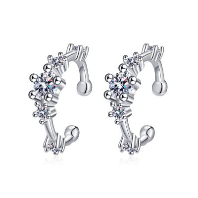 China Nickel-Free Lead-Free Simple Design 925 Sterling Silver VVS Moissanite Diamond Clip On Earring Women Hoop Earrings for sale