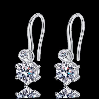 China Nickel-Free Lead-Free High Quality Wedding Gold Plated 925 Sterling Silver GRA Certified VVS Moissanite Diamond Earrings Hook for sale