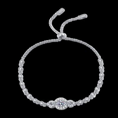 China Nickel-Free Lead-Free Trendy 925 Sterling Silver White VVS Moissanite Diamond Adjustable Bracelets For Gift for sale