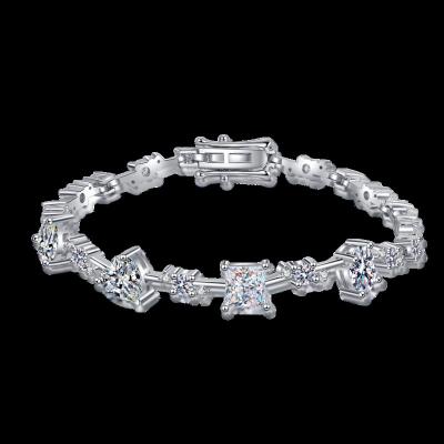 China Nickel-Free Lead-Free Fancy Shape Moissanite Diamond 18K Gold Plated 925 Sterling Silver Tennis Bracelet for sale