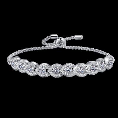 China Nickel-Free Lead-Free Lab Grown Iced Out Round Cut VVS Moissanite Diamond Tennis Bracelets For Women for sale