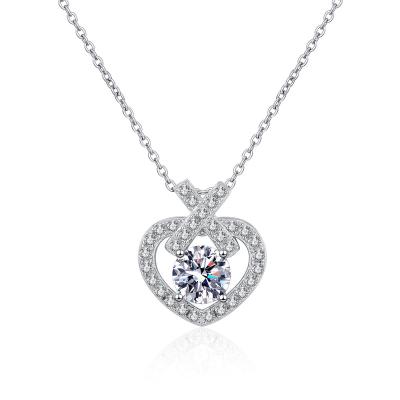 China Nickel-Free Lead-Free High Quality 925 Sterling Silver 1 Carat D VVS Moissanite Diamond Pendant Necklace With Certificate for sale