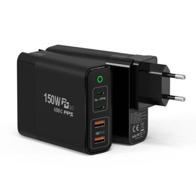 China 2021 150W 4 GaN Multi Left LAPTOP PD Wall Charger QC4.0 PD3.0 Power Supply Left Charger for Laptop and Phone for sale