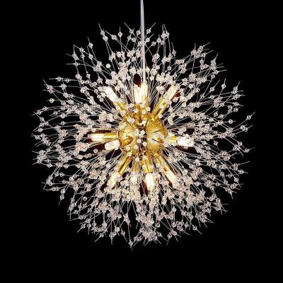 China Gold Hanging Crystal Lampen Chandelier Pendant Light Luxury Modern Nordic Round Lamp Dandelion Chandelier Chandeliers for sale