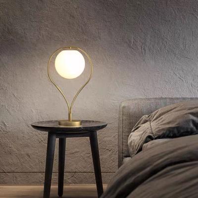 China Modern Nordic Style Glass Table Lamp Study Room Bedside Golden Light for sale