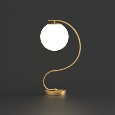 China Modern Nordic Home Table Lamp Golden White Round Study Room Desk Light Glass Ball Lighting Led Table Lamps for sale