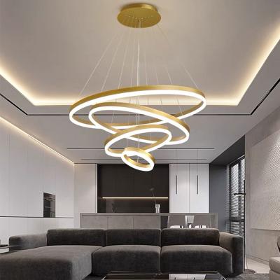 China New Design Modern Hotel Nordic Modern Pendant Light Living Room Led Circle Ring Round Chandelier Luxury Pendant Light for sale