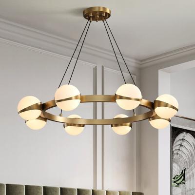 China Gold Modern Nordic Modern Chandelier Milk Glass Lamp Restaurant Home Style Wholesale Price Pendant Light for sale