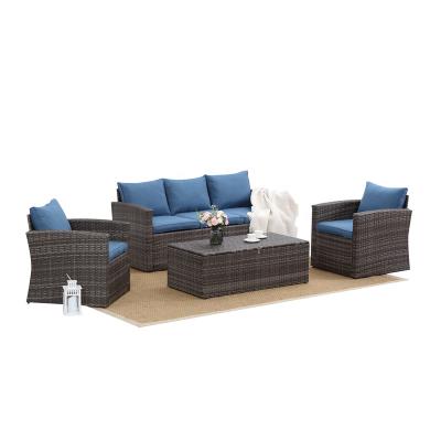 China Custom Wholesale Modern Outdoor Furniture Rattan Set / Wicker Furniture Garden Sofa Set for sale