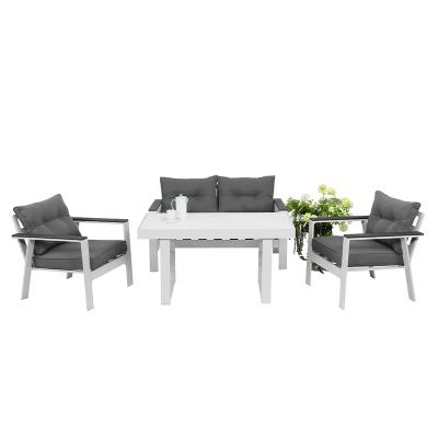 China 2022 Modern Customization Aluminum Furniture Garden Set Sofa With Armrest And Coffee Table 41.95126 for sale