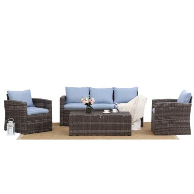 China Modern 2022 hot sale outdoor furniture garden set garden sofa rattan sofa set 41.2236C for sale