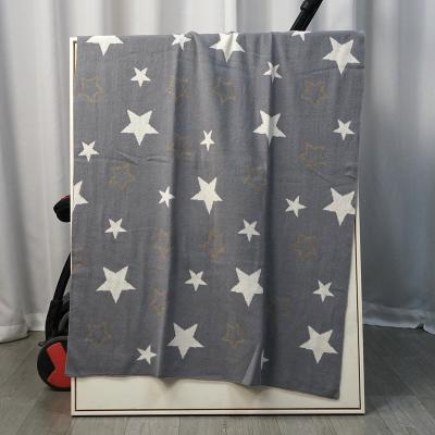 China Anti-pilling 2021 Hot Sales Recycle Cotton Baby Knitted Blankets Star Solid Bebes Bedding Blanket Wrap Wrap Blanket for sale