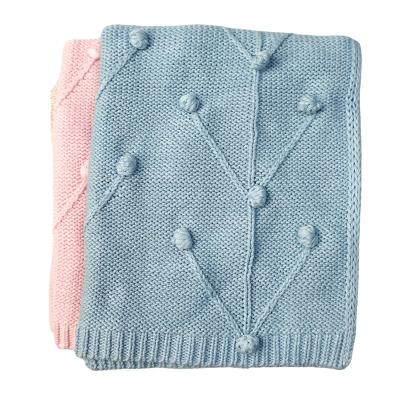 China Anti-pilling 100% organic cotton yarn knit baby blanket newborn to wrap knitted blanket for sale