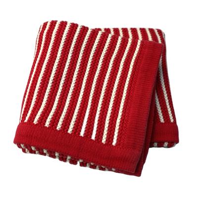 China Super Soft Pure Cotton Anti-pilling Knitted Toddler Striped Wrap Baby Wrap Covering Receiving Thermal Blanket for sale