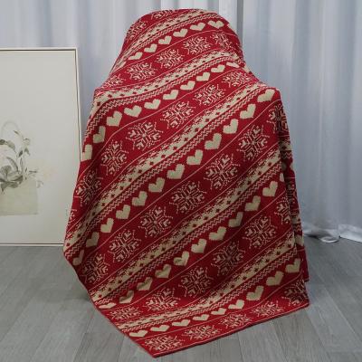 China Super Soft Cotton Jacquard Knitted Throw Blanket , Decorative Reversible Super Soft Breathable Cable Knit All Season Sofa Blanket for sale