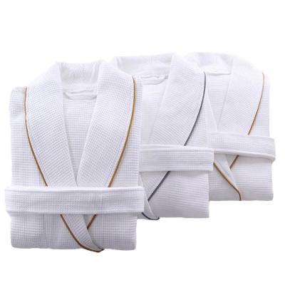 China Custom Logo Cotton Waffle Hotel Bathrobe One Size QUICK DRY Long Spa Robes for sale