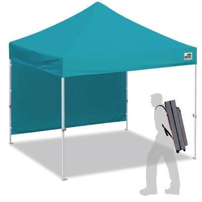 China Polyester Eurmax 10'x10 Pop Outdoor Canopy Tent Festival Tailgate Door Vendor Craft Exhibition Canopy with 1 Removable Sunwall and Backpack for sale