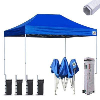 China Eurmax 10x15 Polyester Hexagon Instant Pop Premium Heavy Duty Outdoor Canopy Tent With Roller Bag for sale