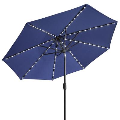 China 9ft Modern Umbrella Sale Solar Umbrellas Market Umbrella For Patio With 80 Led Lights for sale