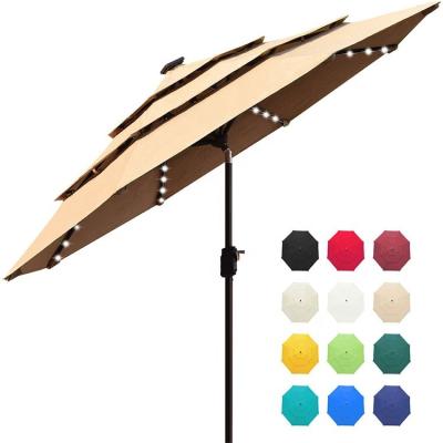 China Market Classic 9Ft Outdoor Table Umbrella 3 Tiers Aluminum Patio Umbrella With Ventilation Non-Washing Top for sale