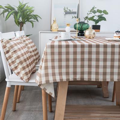 China Wrinkle Resistant Tile Table Cloth 90x90inch Square Gingham Pattern Wrinkle Resistant , Water Waterproof Washable Table Cloth for sale