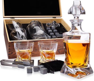 China Viable Stainless Steel Whiskey Glass Whiskey Decanter Cube 2 Coasters, Whiskey Stones Gift Set for Men and Women for sale