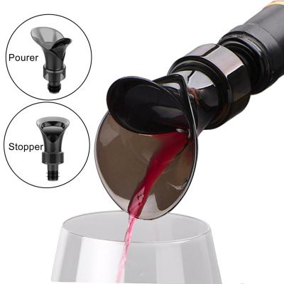 China TIKTOK Amazon New Design Black Flower Portable Hot Selling Type - 2 In 1 Bottle Stopper Wine Pourer Decanter for sale