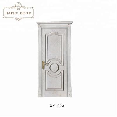 China Swing Modern French Style Solid Core Interior Entry Doors With Half Round Wood Pattern for sale