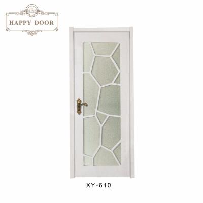 China Hot Sale Modern Cheap Interior White Swing Solid Wood Bedroom Door With Glass for sale