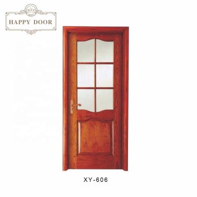 China simple & economic cheap pvc doors mdf solid wood interior house door frosted glass wood door latest bedroom hotel entrance for sale