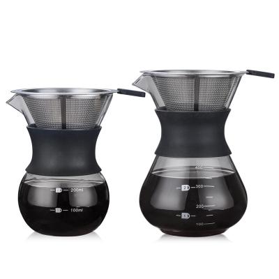 China Sustainable Custom Handmade Coffee Filter Pour Over Jug Pourover Glass Drip Coffee Pot With 400ml 600ml 800ml for sale