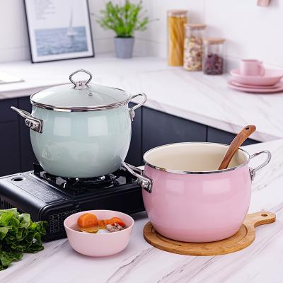 China Factory Price Viable Hot Sale Classic Non Stick Mini Round Enamel Milk Pot Pan Clay Cooking Enamel Soup Pot for sale