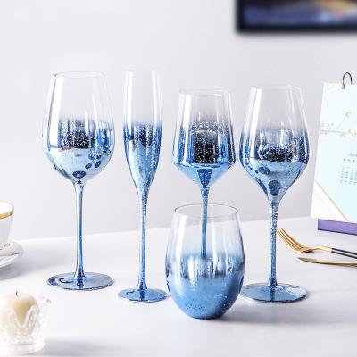 China Grass Stemless Wine Glasses Set Of 6 Stemmed Crystal Clear Colored Wine Glass Starry Sky Glassware Premium Shiny Drinking Tumblers for sale