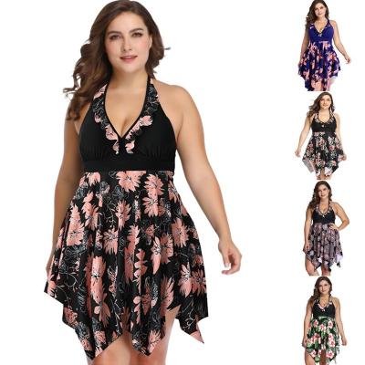 China High quality sexy plus size floral print plus size sling halter swimwear beach wear bikini for women 2022 for sale