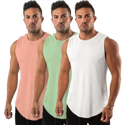 China QUICK DRY Custom Cotton Workout Tank Top For Men Fitted Summer Muscle Singlet Travel Sleeveless Vest Plus Size Gym Cut Out Mens Tank Top for sale