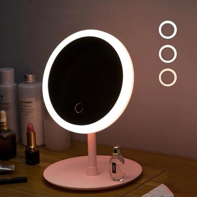 China Contemporary LED Touch Face Mirror USB Adjustable Dimmer Led Mirror Table Vanity Backlit Cosmetic Mirror for sale