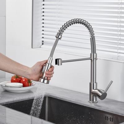 China Wholesale Spray Kitchen Sink Faucet Pull Out 2 Mode Water Sprayer Tap Single Lever Pull Out Kitchen Faucets for sale