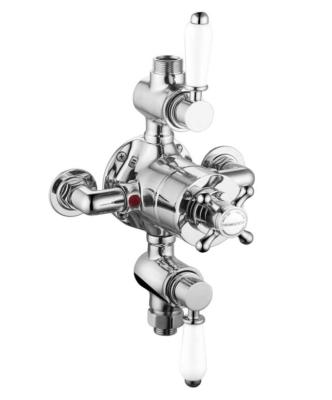 China With Triple Thermostatic Slide Bar Shower Valve White And Chrome Shower Faucet Attachment For Bathroom Shower for sale