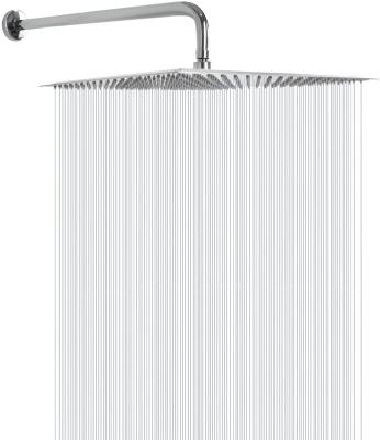 China Without Needles Large 16 Inch Square Stainless Steel Rainfall Shower Head With 20 Inch Extension Arm Shower Head Set for sale