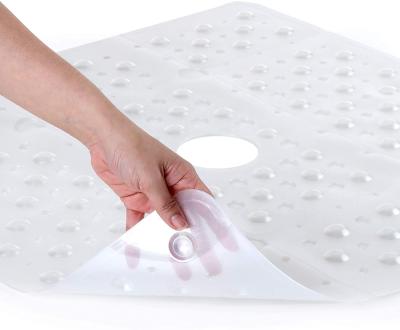 China Sustainable High Quality Fashion Waterproof Non Slip PVC Tub 27 x 27 Inch Suction Cups White Pearl Extra Large Square Shower Mat for sale