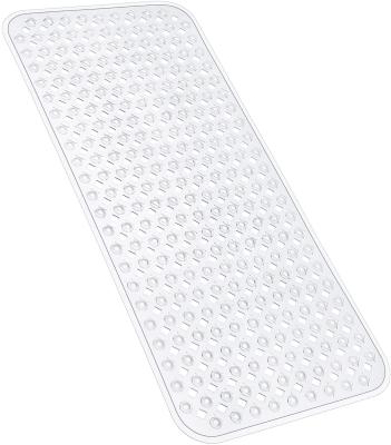 China Machine Washable Clear XL Size 35x15.5 Inch Non-Slip Tub Shower Mat With Suction Cups for sale