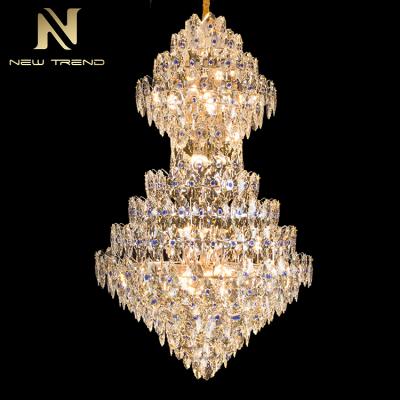 China Luxury Steel Crystal Luxury Custom Giant Project Style Restaurant Lobby Chandelier for sale