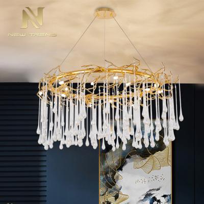 China New Design Modern Residential Decoration Living Room Gold Color G9 Glass Chandelier Light for sale